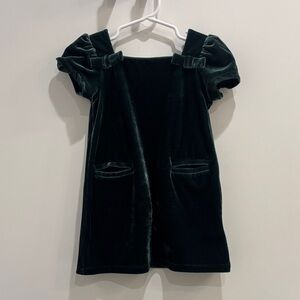 Velvet kids dress in Dark Green